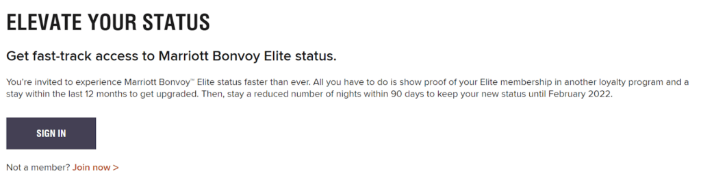 Marriott Bonvoy Hotel Elite Membership Status Match