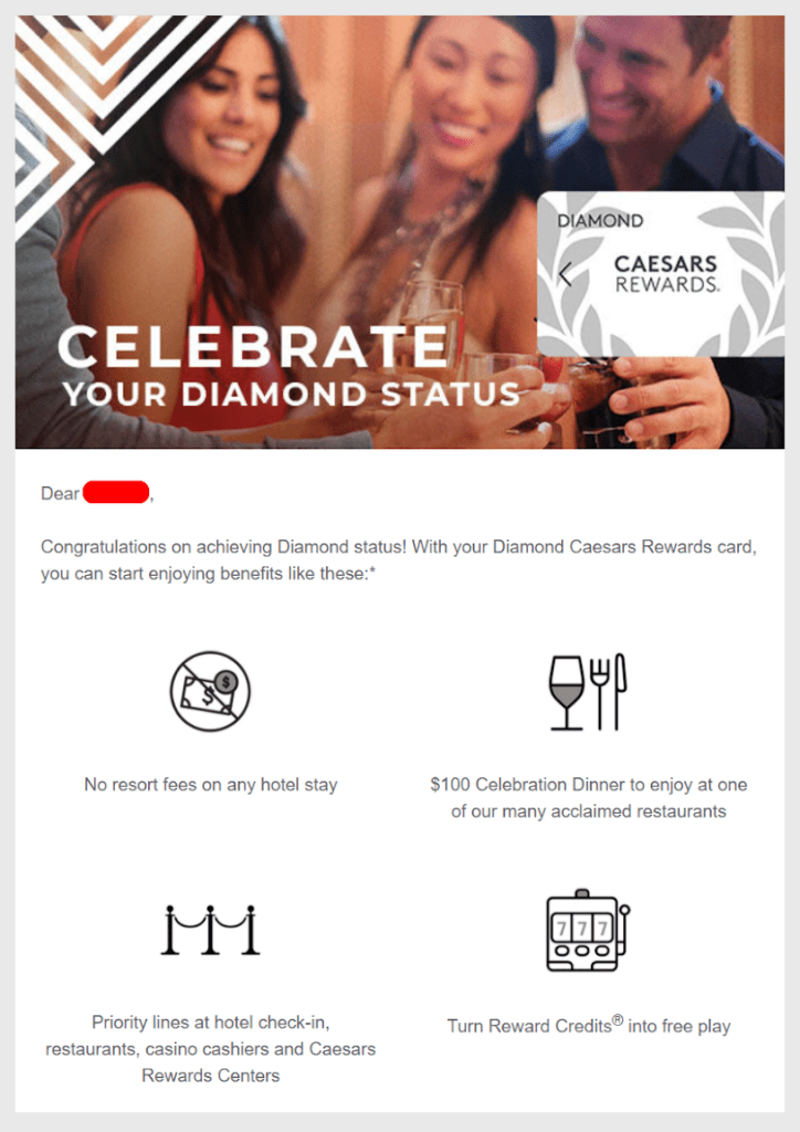 Caesars Hotel and Casino Total Rewards Status Match