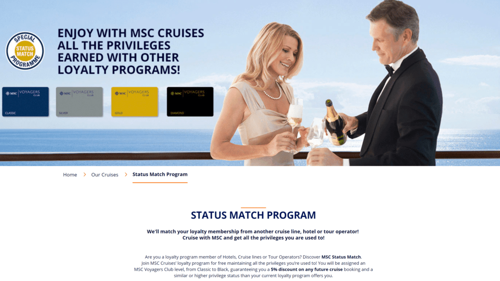 MSC Cruises Voyagers Club Status Match Program