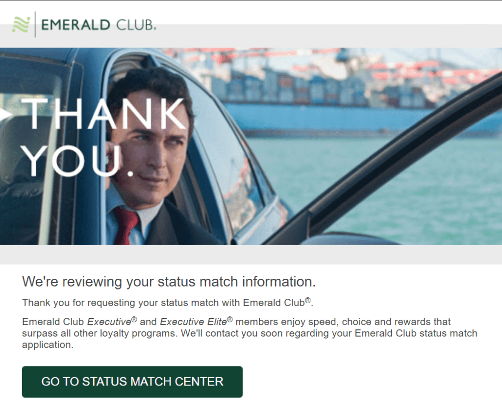 National Emerald Club Car Rental Status Match